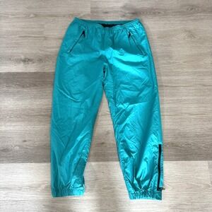 Vintage Eddie Bauer Ebtek Green Hiking Rain Lined Nylon Pants Men's L (34x30)